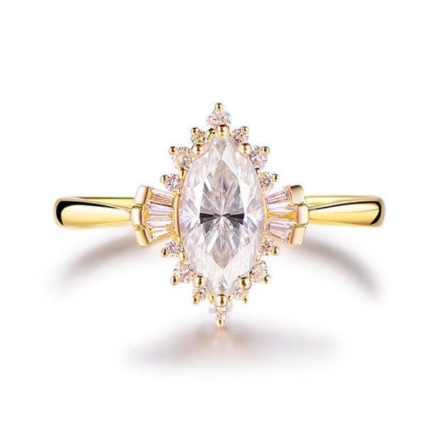 Lovely 1 outlets Carat Marquise Cut Full White Moissanite 10K/14K/18K, White/Yellow/Rose Gold 4 Prong Classic Solitaire Ring For Engagement,Wedding