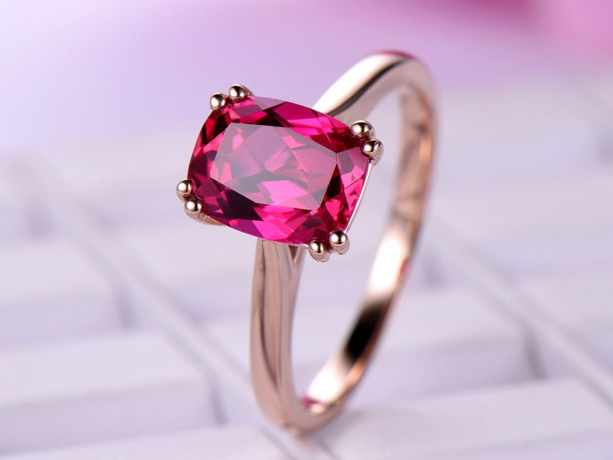 Pink Ruby and Diamond store Ring 14k