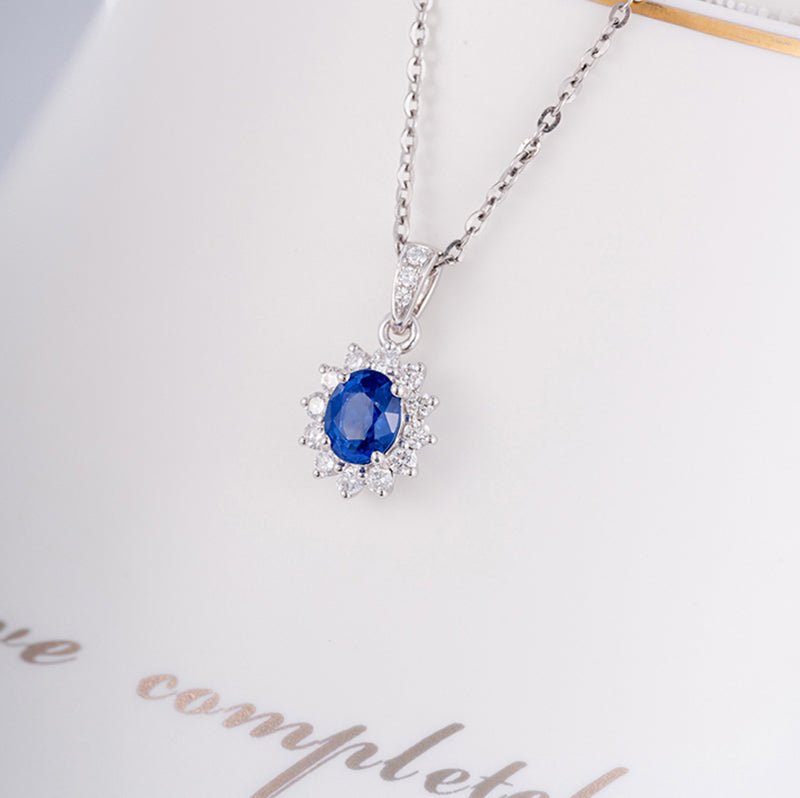 14k gold solid white gold natural blue sapphire diamond buy pendant