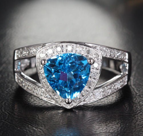 14k deals blue topaz Trillion Cut Ring