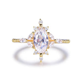 1.1ct Marquise Moissanite Trio Accent Ball Ring 14K Gold - Lord of Gem Rings