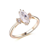 1.1ct Marquise Moissanite with Baguette Accent Engagement Ring 14K Gold - Lord of Gem Rings