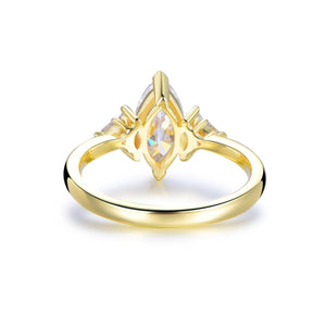 1.1ct Marquise Moissanite with Triangle Accent Engagement Ring 14K Gold - Lord of Gem Rings