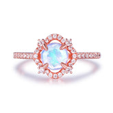 1.1ct Round Moonstone Moissanite Cushion Halo Ring 14K Gold - Lord of Gem Rings