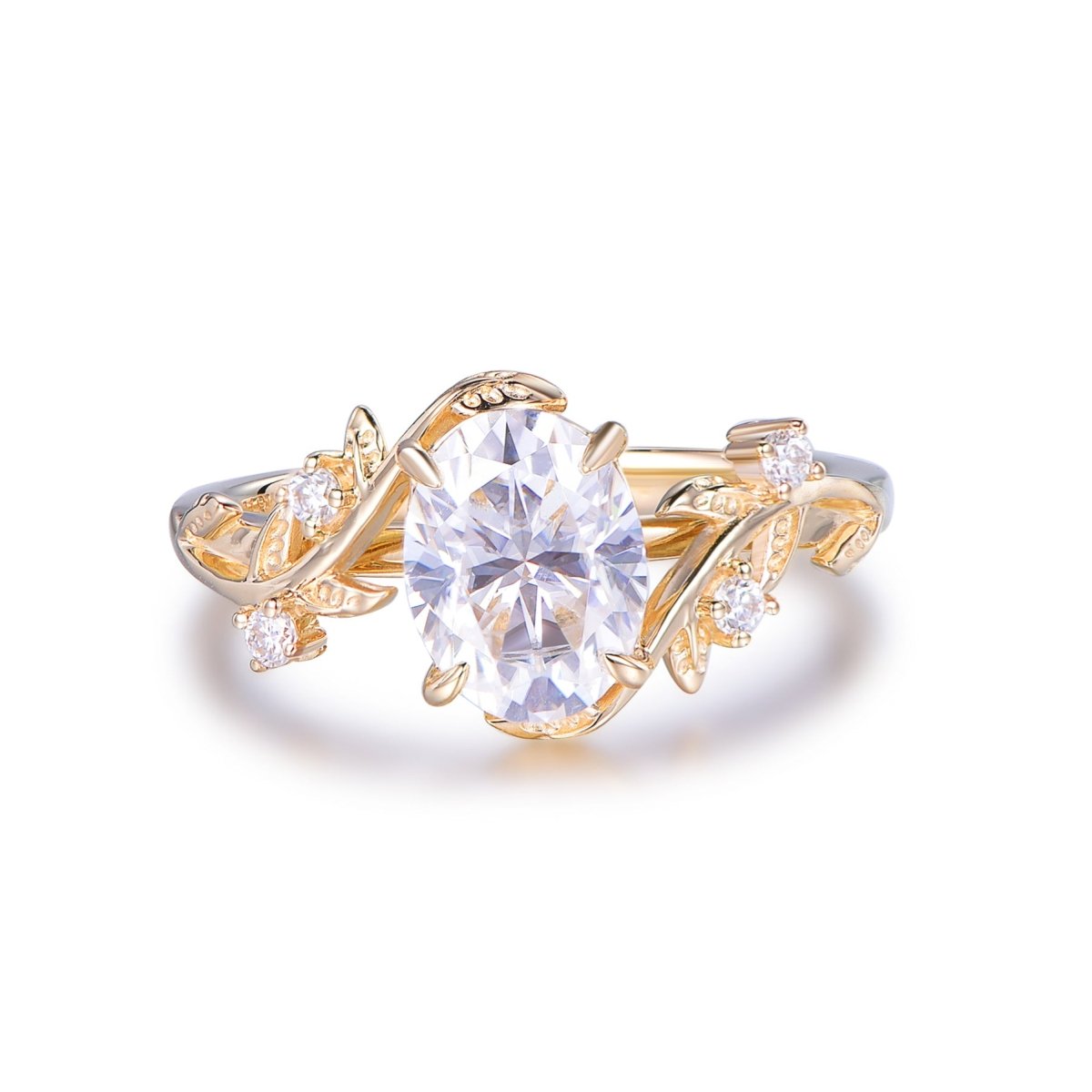 1.2ct Oval Moissanite Engagement Vine Ring 14K Gold - Lord of Gem Rings