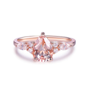 1.2ct Pear Morganite Moissanite Engagement Ring 14K Gold - Lord of Gem Rings