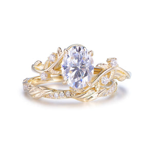 1.4ct Oval Moissanite Vine Bridal Set 14K Gold - Lord of Gem Rings