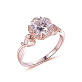 1.8ct Round Moissanite Engagement Floral Heart Ring 14K Gold - Lord of Gem Rings