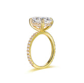 4ct Elongated Oval Crushed Ice Cut Moissanite Diamond Hidden Halo Engagement Ring 14K Yellow Gold - Lord of Gem Rings