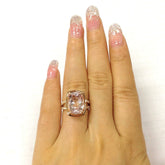 6ct Cushion Morganite Engagement Ring Diamond Split Shank - Lord of Gem Rings