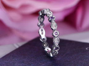 Art Deco Marquise Moissanite Amethyst Eternity February Birthstone Band - Lord of Gem Rings