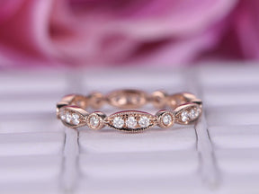 Art Deco Moissanite Eternity Wedding Band 14K Rose Gold - Lord of Gem Rings