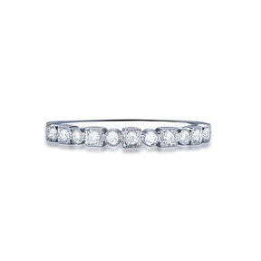 Art Deco Moissanite Half Eternity Wedding Band with Milgrain - Lord of Gem Rings