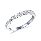 Art Deco Moissanite Half Eternity Wedding Band with Milgrain - Lord of Gem Rings