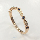 Art Deco Natural Sapphire Diamond Curved September Birthstone Band - Lord of Gem Rings