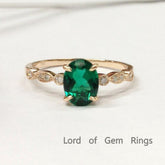 Art Deco Oval Emerald Diamond Engagement Ring - Lord of Gem Rings