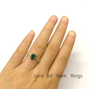 Art Deco Oval Emerald Diamond Engagement Ring - Lord of Gem Rings