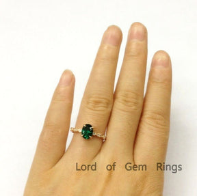 Art Deco Oval Emerald Diamond Engagement Ring - Lord of Gem Rings