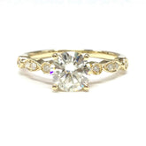 Art Deco Round Moissanite Diamond Ring - Lord of Gem Rings