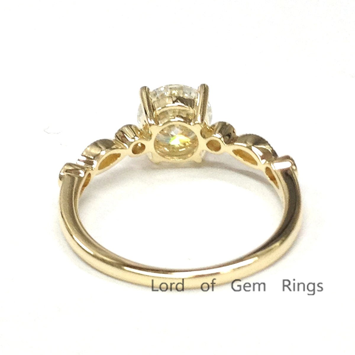 Art Deco Round Moissanite Diamond Ring - Lord of Gem Rings