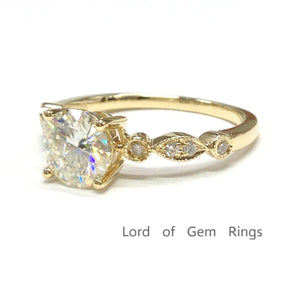 Art Deco Round Moissanite Diamond Ring - Lord of Gem Rings