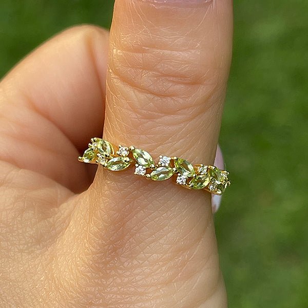 August Birthstone Band Marquise Peridot Band - Lord of Gem Rings