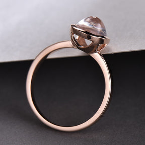 Bezel-Set Oval Moonstone Solitaire Ring 14k Rose Gold - Lord of Gem Rings