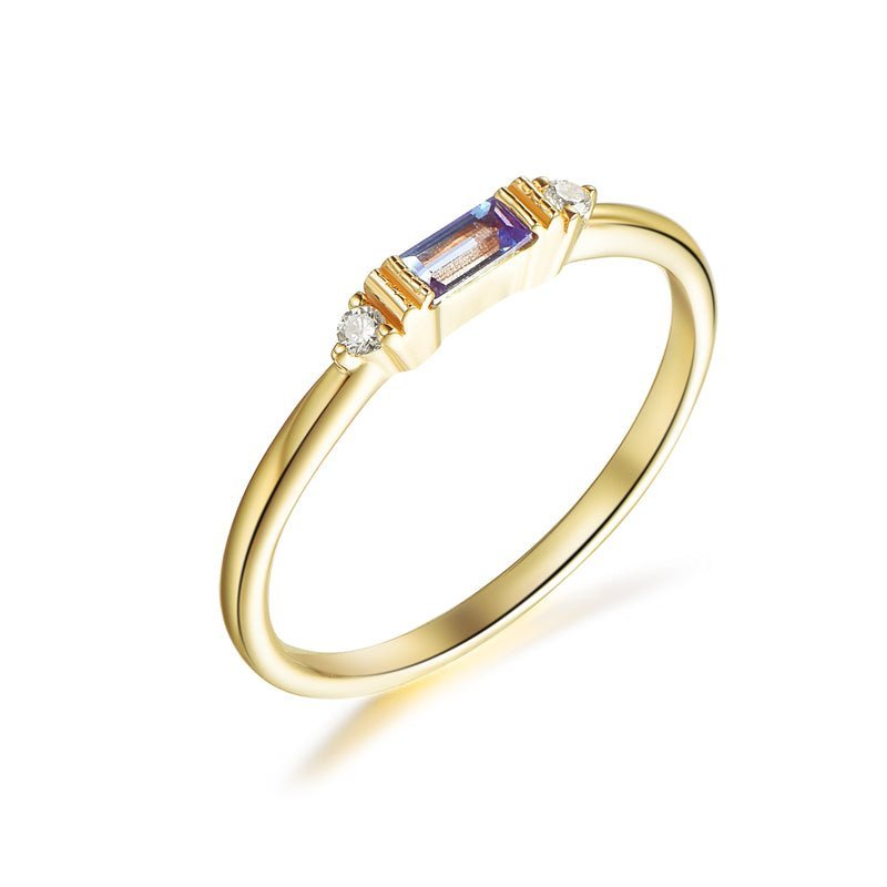 Custom Emerald Cut Lab Ruby & Diamond July Birthstone Band in 14K Gold - Lord of Gem Rings