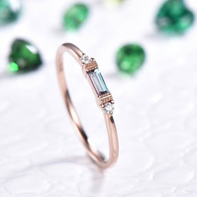 Custom Emerald Cut Lab Ruby & Diamond July Birthstone Band in 14K Gold - Lord of Gem Rings