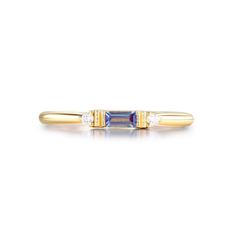 Custom Emerald Cut Lab Ruby & Diamond July Birthstone Band in 14K Gold - Lord of Gem Rings