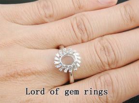 Diamond Engagement Semi Mount Ring 14K White Gold Oval 7.5x9.5mm Bezel Halo - Lord of Gem Rings