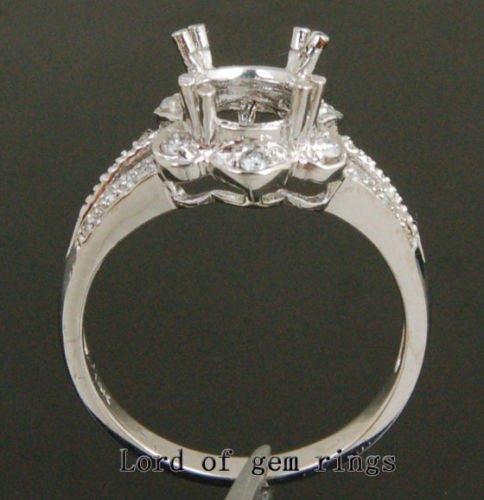 Diamond Engagement Semi Mount Ring 14K White Gold Setting Oval 7.5x9.5mm - Lord of Gem Rings