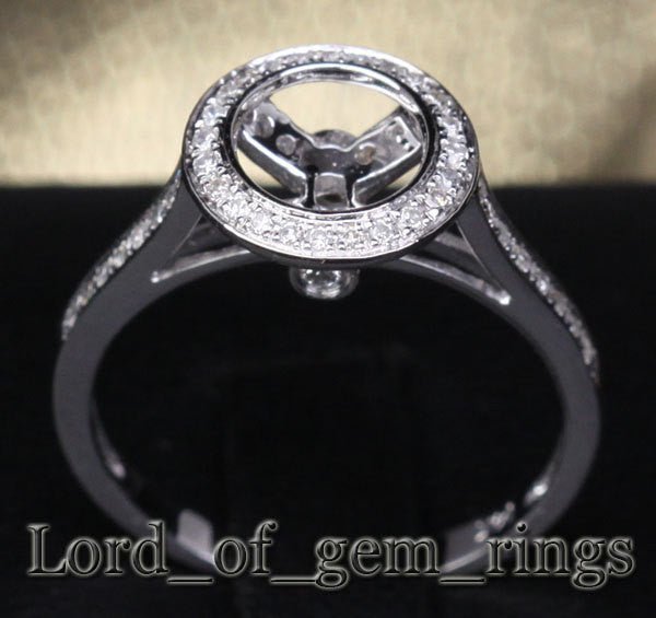 Diamond Engagement Semi Mount Ring 14K White Gold Setting Round 6-6.5mm Bezel - Lord of Gem Rings