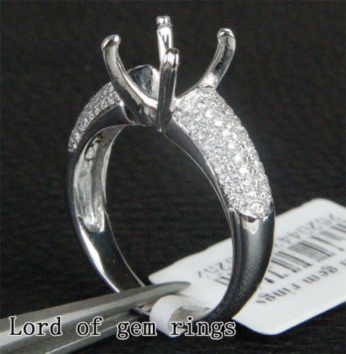 Diamond Engagement Semi Mount Ring Sets 14K White Gold Setting Round 8mm - Lord of Gem Rings
