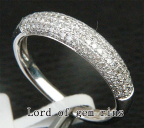 Diamond Engagement Semi Mount Ring Sets 14K White Gold Setting Round 8mm - Lord of Gem Rings