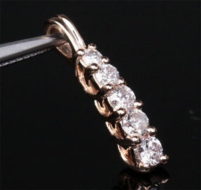 Diamond Pendant 14k Rose Gold - 5 Stones Brilliant Journey Pendant For Necklace - Lord of Gem Rings