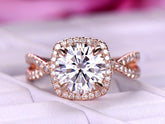 Infinite Love Round Moissanite Engagement Ring Diamond Halo - Lord of Gem Rings