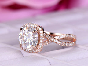 Infinite Love Round Moissanite Engagement Ring Diamond Halo - Lord of Gem Rings