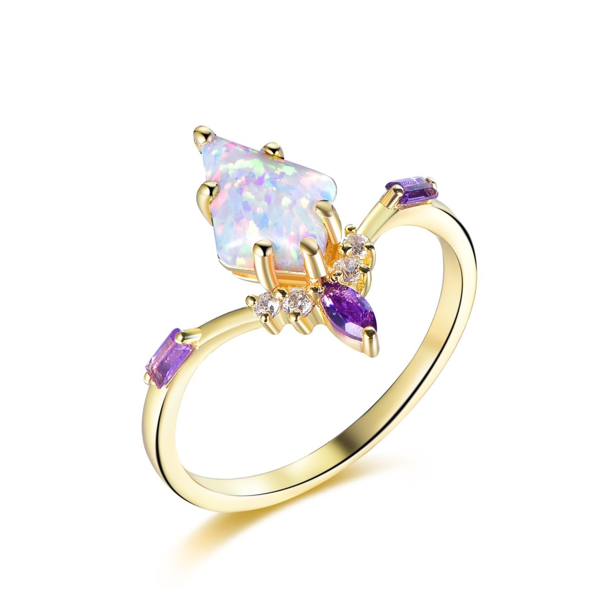 Kite Opal Engagement Ring 14K Gold/Silver - Lord of Gem Rings