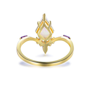 Kite Opal Engagement Ring 14K Gold/Silver - Lord of Gem Rings