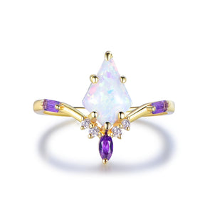 Kite Opal Engagement Ring 14K Gold/Silver - Lord of Gem Rings