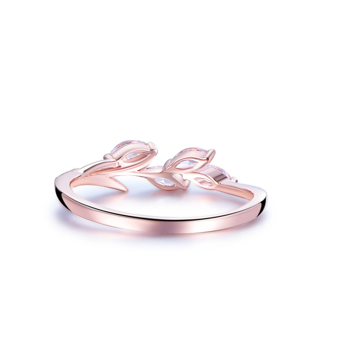 Marquise Morganite Leaf Ring,14K Gold/Silver - Lord of Gem Rings