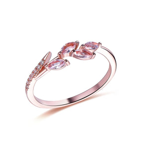 Marquise Morganite Leaf Ring,14K Gold/Silver - Lord of Gem Rings