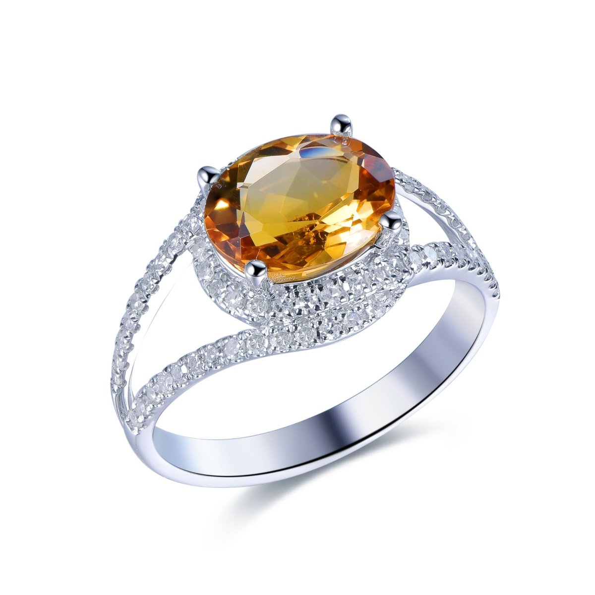 Oval Citrine Lovely Bow Ring 14K Gold - Lord of Gem Rings