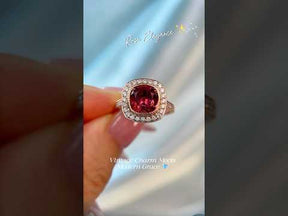 Custom Listing for Leanna- Bezel Cushion Tourmaline Ring Diamond Halo Ring Milgrain 14K Rose Gold