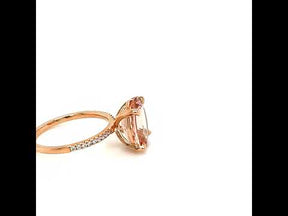 4.5ct Oval Morganite Diamond Engagement Ring 14K Gold