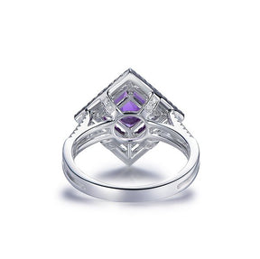 Princess Cut Amethyst Double Square Diamond Halo Ring - Lord of Gem Rings