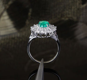 Princess Diana Oval Emerald Diamond Double Halo Engagement Ring - Lord of Gem Rings