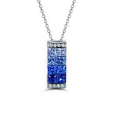 Princess Sapphire Diamond Pendant 18k White Gold - Lord of Gem Rings