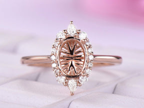 Reserved for AAA Diamond Semi Mount Ring 14K Rose Gold Setting Oval 7x9mm - Lord of Gem Rings